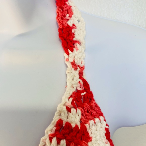 Crochet Handmade Bralette White Pink Red - Picture 3 of 6